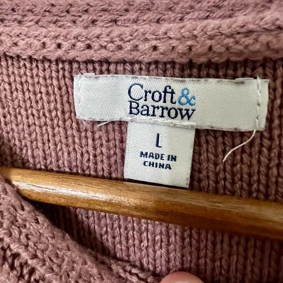 Textured Knit Boat Neck Sweater Mauve Pink Long Sleeve Pullover - Picture 4 of 5